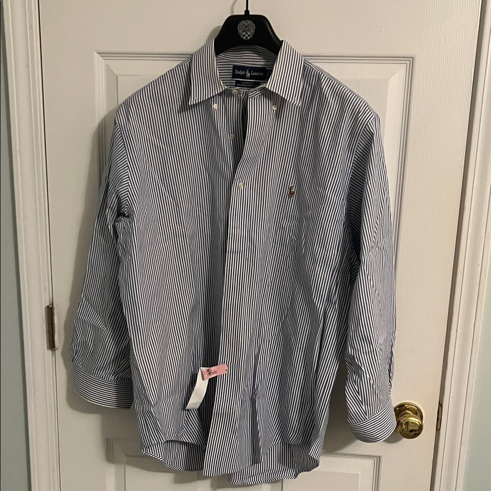 Ralph Lauren Men's Navy Striped Button Down Shirt